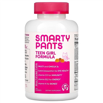 SmartyPants, мультивитамины для девочек-подростков, лимон, лайм и ягодный микс, 120 жевательных конфет