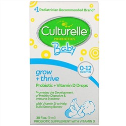 Culturelle, Пробиотики, для детей, «Рост и развитие», пробиотики + витамин D в виде капель, от рождения до 12 месяцев, 9 мл, (30 жидк. унций)