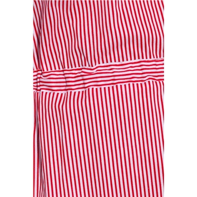 Платье 285 "Хлопок", белое/полоска красная