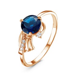 Позолоченное кольцо с синим фианитом  691 - п