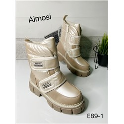 Зимние ботинки с натуральным мехом E89-1 бежевые