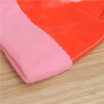 Перчатки хозяйственные резиновые с утеплителем, размер L, длинные манжеты, 140 гр, цвет красный