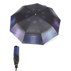 Зонт женский ТриСлона-L 3992 А,  R=58см,  суперавт;  8спиц,  3слож,  набивной "Эпонж",  фиолет/черный 253945