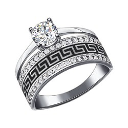 Серебряное кольцо с эмалью - 7784 - распродажа