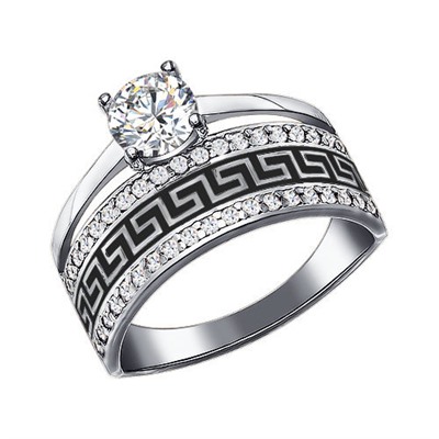 Серебряное кольцо с эмалью - 7784 - распродажа