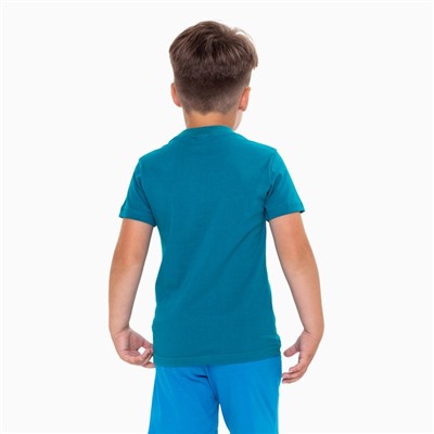 Футболка детская, цвет сине-зелёный, рост 104 см