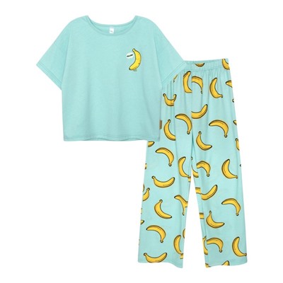 Пижама для девочки: футболка и брюки «Симпл-димпл», рост 152 см, цвет мятный