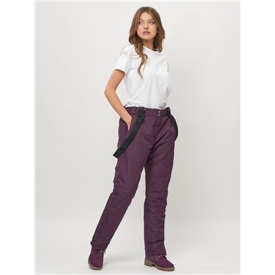 Полукомбинезон брюки горнолыжные женские big size темно-фиолетового цвета 66413TF