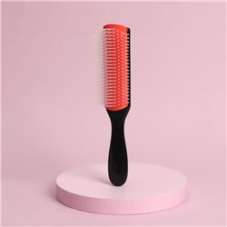 Расчёска массажная, 4,5 × 19 см, цвет чёрный/розовый