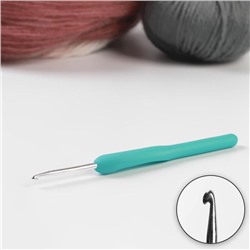 Крючок для вязания, с пластиковой ручкой, d = 3 мм, 14 см, цвет голубой