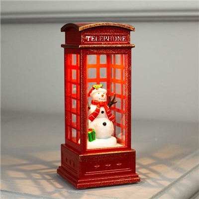 Фигура свет. "Снеговик в телефонной будке", 12.5х5.3х5.3 см, 1 LED, 3хAG13, Т/БЕЛЫЙ