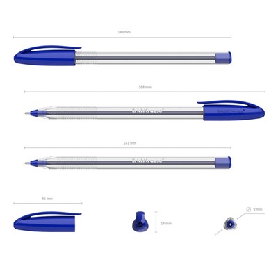 Ручка шариковая ErichKrause U-108 Classic Stick, узел 1.0 мм, чернила синие