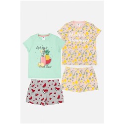 Два комплекта для девочек((1)футболка(фуфайка) и (2)шорты) Donni набивка