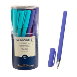 Ручка шариковая SlimWrite. JOY, узел 0.5 мм, синие чернила, матовый корпус Silk Touch, МИКС