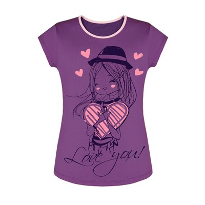 Фиолетовая футболка для девочки 83423-ДЛС19