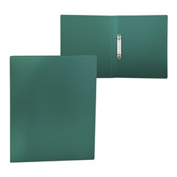 Папка на 2 кольцах A4, Standard 16 мм, 450 мкм, зелёная, МИКС
