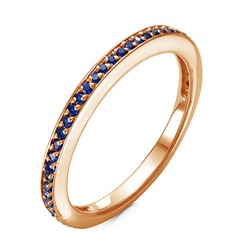 Позолоченное кольцо с синими фианитами - 641 - п