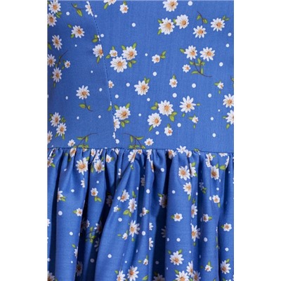 Платье 440 "Хлопок", голубой/ромашки