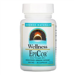 Source Naturals, Wellness, EpiCor with Vitamin D-3, 500 mg, 30 Capsules