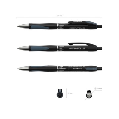 Ручка шариковая автоматическая Megapolis Concept, резиновый упор, узел 0.7 мм, чернила чёрные, длина линии письма 1000 метров