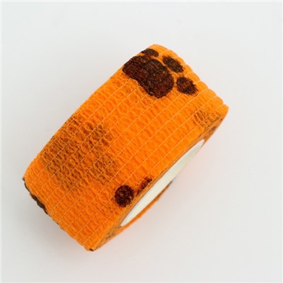 Бинт самофиксирующийся "Лапки", 2,5 см, макс. растяжимость 4,5 м, оранжевый