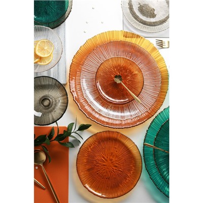 Тарелка стеклянная «Фейерверк», d=20,5 см, цвет янтарный