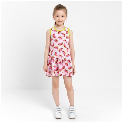 Платье для девочки, цвет розовый/арбузы, рост 110 см