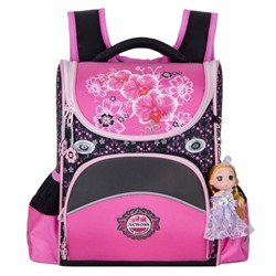 Школьный Рюкзак Across с цветами серо-розовый ACR19-291-08
