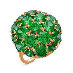Позолоченное кольцо с зелеными фианитами 1038 - п