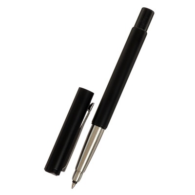 Ручка подарочная шариковая в кожзам футляре ПБ N, корпус черный с серебром