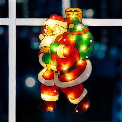 Световая фигура на присоске Дед Мороз 44х22х2 см, 20LED, ААА*3, Т/БЕЛЫЙ