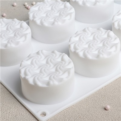 Форма для муссовых десертов и выпечки Доляна «Вихрь», 29,5×17×3,5 см (d=6,2 см), 8 ячеек, цвет белый