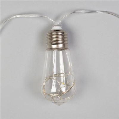 Гирлянда "Нить" 3 м с насадками “Лампа", IP20, прозрачная нить, 80 LED, свечение тёплое белое, фиксинг, 12 В