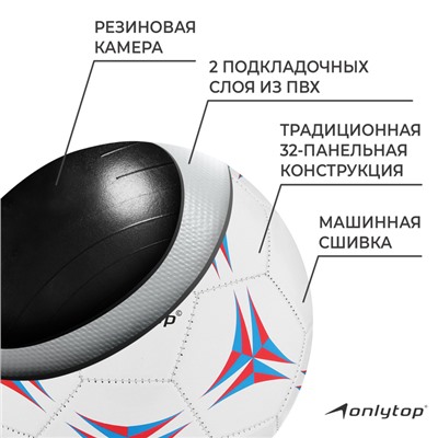 Мяч футбольный ONLYTOP, PVC, машинная сшивка, 32 панели, р. 5