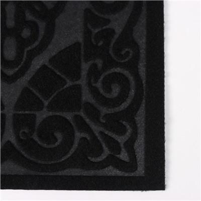 Коврик влаговпитывающий придверный Доляна «Восточная сказка», без окантовки, 39×62 см, цвет чёрный