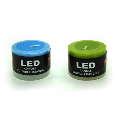 Свеча с led-подсветкой широкая, из парафина, цилиндрическая, цвета в ассортименте