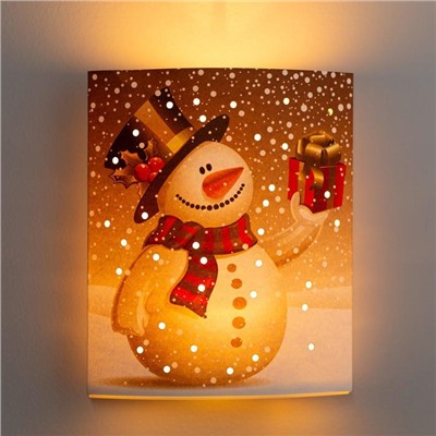 Фигура светодиодная из картона "Снеговик", 13х16х5 см, АА*2, 1LED, Т/БЕЛЫЙ