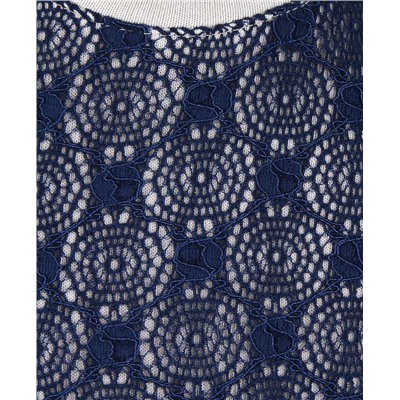Джемпер (блузка) для девочки с тёмно-синим гипюром 83921-ДОШ20