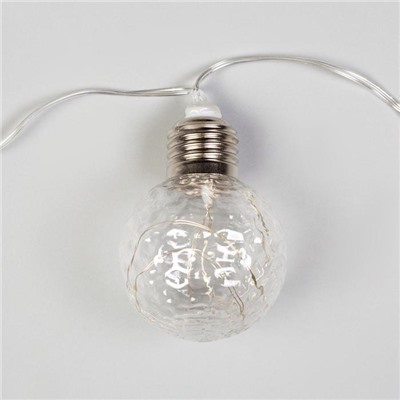 Гирлянда "Нить" 3 м с насадками “Лампочки шары", IP20, прозрачная нить, 80 LED, свечение синее, фиксинг, 12 В