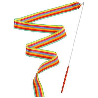 Лента гимнастическая с палочкой, 6 м, цвет радуга