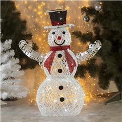Фигура светодиодная "Снеговик с красным шарфом" 80 см, 100 LED, 220V, БЕЛЫЙ