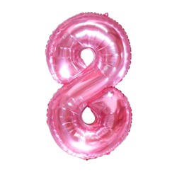 Шар фольгированный 32" «Цифра 8», цвет прозрачно-розовый