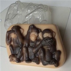 Форма для мыла пластиковая - Три мудрые обезьяны
