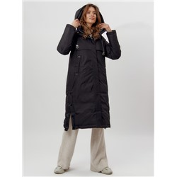 Пальто утепленное женское зимние черного цвета 112205Ch