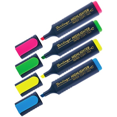 Набор маркеров-текстовыделителей 4 цвета, Berlingo 5.0 мм, европодвес