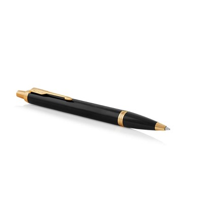 Ручка шариковая Parker IM Core Black GT M, корпус из латуни чёрный матовый/ золотой, синие чернила (1931666)