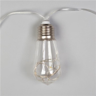 Гирлянда "Нить" 3 м с насадками “Лампа", IP20, прозрачная нить, 80 LED, свечение белое, фиксинг, 12 В