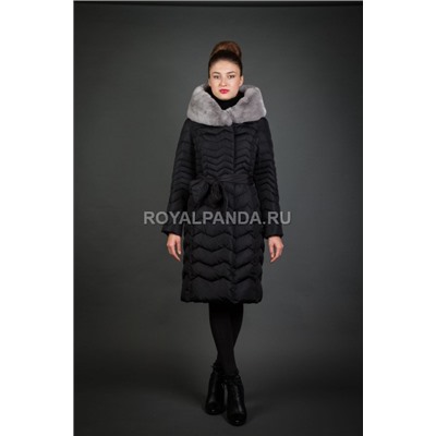 Женская куртка зимняя 6219 черный натуральный мех