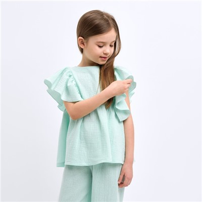 Комплект (блузка и брюки) для девочки MINAKU цвет бирюзовый, рост 104 см