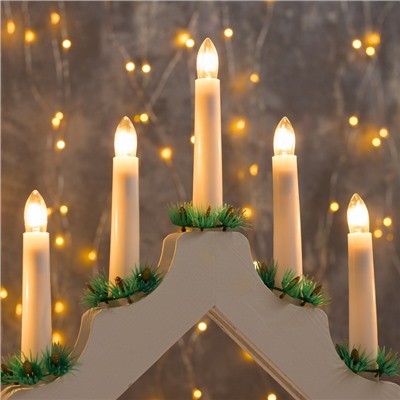 Фигура дерев. "Горка рождественская белая", 7 свечей, 3 Вт, 34 В, Е10, 220V, ТЁПЛОЕ БЕЛОЕ